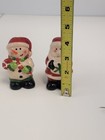 Vintage Christmas Salt Pepper Shakers Santa Claus And Snowman Set Ceramic 4 