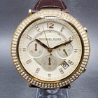 Michael Kors Parker Watch Women 39mm Champagne Dial Gold Tone Mk2249 New Battery