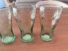 Set Of 4 -vintage Coca-cola Green Embossed 4 5  Juice Glasses Indiana Glass Co 