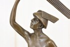 Bronze Mercury Sculpture Statue Hermes Globe Sword Trophy Mythology Marble Art