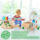 Wooden Train Set Deluxe 52 Pcs With Storage Gift Box Medium  Multicolor 