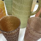 Vintage Mcm Spaghetti String Set Of 10 - Pitcher   Pastel Glasses Color Craft