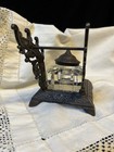 Antique Victorian Era Cast Iron  glass Inkwell With Cast Iron Cap