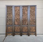 Vintage Asian Carved Wood 4 Panel Folding Screen Room Divider Chinese Coromandel