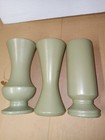 Vtg Mid-century Mccoy Floraline Green Vase Pottery Set X 3 Pieces