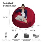Sack - Bean Bags Plush Ultra Soft Memory Bean Bag Chair Cover Stuffed Foam Fille