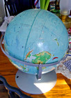 Vintage A  J  Nystrom   Co  World Globe 12  Rotates Metal Stand 1serial  3c9317