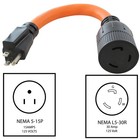 15 Amp Nema 5-15 Plug To 30 Amp Nema L5-30 Female Adapter Cord By Ac Works  