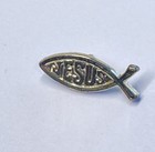 Religious Jesus Fish Lapel Hat Pin Gold Tone 1  Pinback Christianity Ichthys