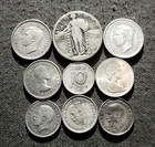 Lot Of Nine Old Silver Coins Of The World usa-canada-united Kingdom - Mix 129