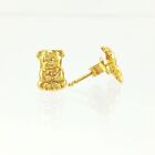 14k Solid Yellow Gold Adorable Teddy Bear Baby Stud Earrings 