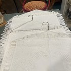 3 Large Vintage Creamy  Biege Handmade Lace Table Toppes dollies