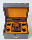 Vintage Mid Century Medieval Treasure Chest Whiskey Decanter   Shot Glass Set