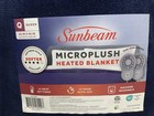 Sunbeam Microplush Heated Blanket Queen 84 X 90 Dual Zone Navy 13020 Open Box