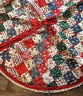 Vintage Patchwork  Christmas Tree Skirt 45  Handmade Cottagecore Red Green White