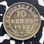 1943-c Newfoundland 10 Cents Lot c2895 Silver  Nice 