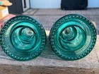 2 Vintage Hemingray No  42  Aqua Blue green Glass Insulators