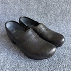 Dansko Black Leather Clogs Womens Eu 40 Slip On Comfort Work Shoes Nurse