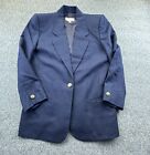 Talbots Blazer Womens 4p Petites Navy Worsted Wool Suit Jacket Business Vintage
