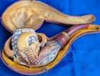 C p f  C 1900 Meerschaum Cased Ornate Eagle dragon Claw Pipe W amber Stem Repair