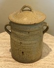 Studio Wheel Thrown Pottery Canister Jar Lid Signed Speckle Glaze  81 
