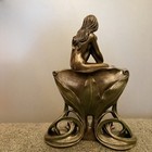 Veronese Design 2005 Art Nouveau Nude Lady Mantel Desk Clock - Cold Cast Bronze