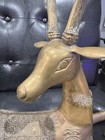 Vintage Large Brass Vintage Reclining Deer Figurine Sculpture Mcm
