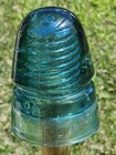 Hemingray Double Petticoat Smooth Base Teal Glass Insulator Excellent Condition
