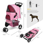 3 4 Wheels Foldable Pet Stroller Puppy Stroller With Storage Basket   Cup Holder