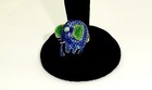 Vintage Martine Enameled 14k Solid Gold Turquoise Eyed Elephant Pin Brooch 1 