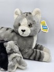 Vintage 1981 Dakin Grey Cat Mother Nursing 3 Kittens Plush Nature Babies W tags