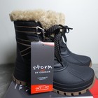 New Cougar Fresno Women   s Black Nylon Lace   up Snow Boots Size 8m Faux Fur Waterp