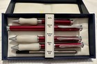 Bill Blass 5 Piece Pen Set Red Silver Mini Rollerball Mechanical Pencil Ballpt