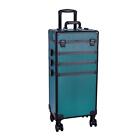 Rolling Makeup Case Artist Cosmetic Train Case Aluminum 4-in-1 Trolley Lockable
