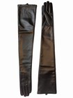 Women Super Long Real Sheep Leather Shoulder Length Gloves Black
