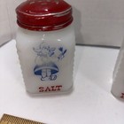 Vintage Hazel Atlas Milk Glass Dutch Boy Girl Salt Pepper Sugar Shakers Art Deco