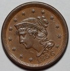1856 Braided Hair Liberty Head Large Cent - Scratches - Us 1c Copper Coin