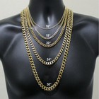 3 5 7 9 11mm Men Gold Plated Curb Cuban Link Chain Necklace Bracelet Xmas 16-30 