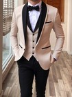 Anshuhai Mens 3pcs Wedding Suit Groom Bestman Party Tuxedo Blazer vest pants 40r