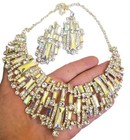 Choker Necklace Earring Set Rhinestone Crystal Ab Prom Pageant Bridal