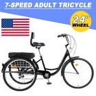 24  Adult Tricycle 7-speed Adult Trike Carbon Steel W  Basket