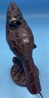 Vintage Tiffany Style Stained Glass Red Cardinal Bird Accent Table Lamp 11   
