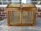Vtg Treasure Chest Teak   Brass Screen Trunk Box Home Decor Fo Merz   Co