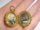 Antique Miniature Portrait Of Man Mourning Hair Gold Filled Locket Pendant