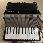 Vtg Tested Silvertone Italy Key 12 Bass Piano Accordion Black W case And Strap