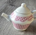 Vtg Sweet Child s Porcelain Tea Set - Pink Gingham Pattern 11 Piece - New Other