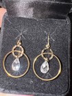 Diamonique 14k Yellow Gold Drop Earrings Cz  Circle In Circle