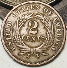 1864 Two Cent Piece 2c Civil War Date Large Motto Us Copper Coin Cc28111