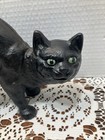 Vintage Hubley Style Hunchback Black Cat Cast Iron Door Stop  Green Eyes