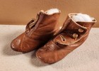Antique Brown Leather  Baby  Doll  Shoes  Button High Top   With Tassels   Nice